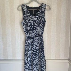 MSK Cowl Neck Navy and White Maxi Dress Size 10